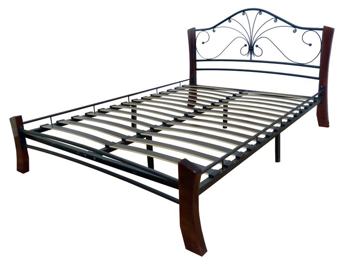 Кровать полутороспальная Фортуна 4 Лайт, 1400, черный/шоколад в Артеме - изображение 1