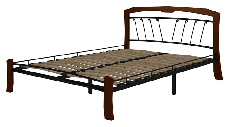Кровать 1.5-спальная Муза 4 Лайт, 1400, черный/махагон в Артеме - изображение 1