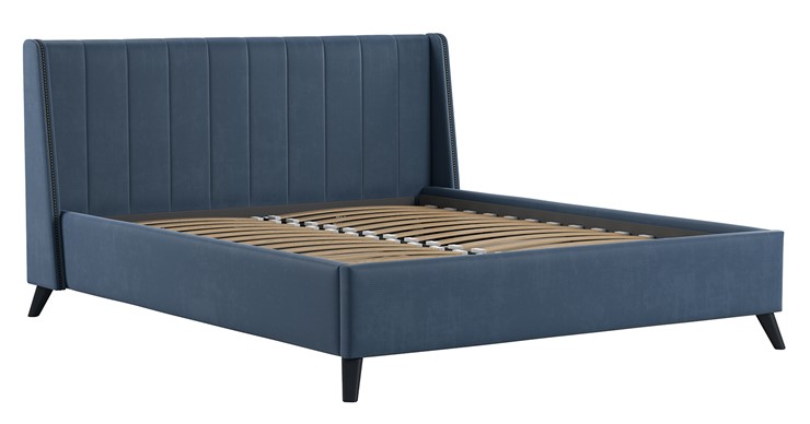Двуспальная кровать с механизмом Мелисса 180,арт. Тори 83 велюр (серо-синий) + кроватное дно во Владивостоке - изображение 1