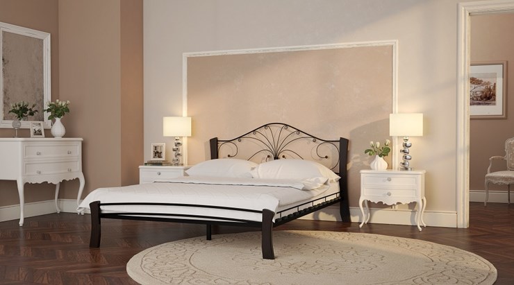 Кровать полутороспальная Фортуна 4 Лайт, 1400, черный/шоколад во Владивостоке - изображение 2