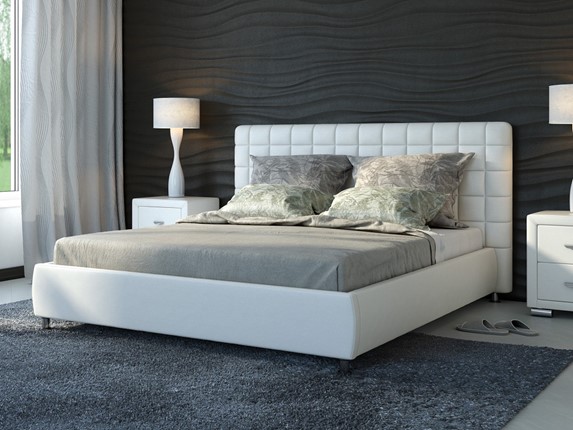 Кровать в спальню Corso-3 160х200, Экокожа (Белый) во Владивостоке - изображение