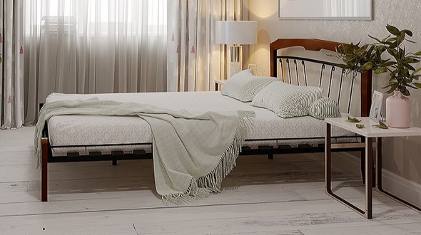 Кровать 1.5-спальная Муза 4 Лайт, 1400, черный/махагон в Артеме - изображение