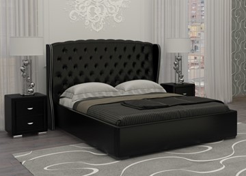 Спальная кровать Dario Grace 160x200, Экокожа (Черный) в Артеме