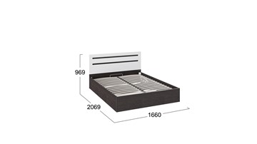 Кровать 2-спальная с подъемным механизмом Фьюжн ТД-260.01.04 (Белый глянец, Венге Линум) в Артеме - предосмотр 2