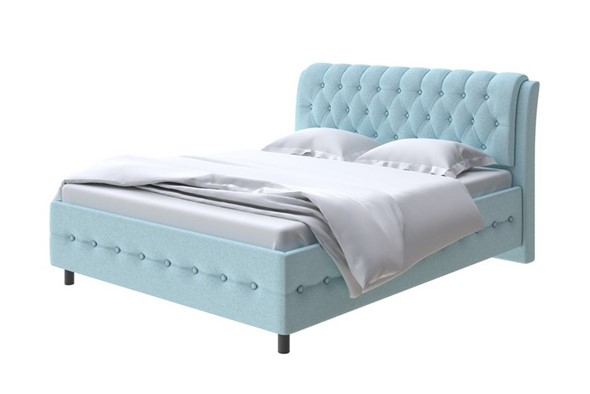 1,5-спальная кровать Como (Veda) 4 140х200, Велюр (Scandi Cotton 20 Голубой Лед) во Владивостоке - изображение
