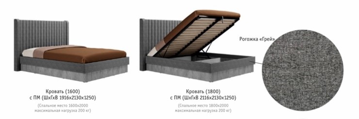 Кровать с механизмом 2-спальная Бержер, 1600, Б 2.0.5 в Артеме - изображение 2