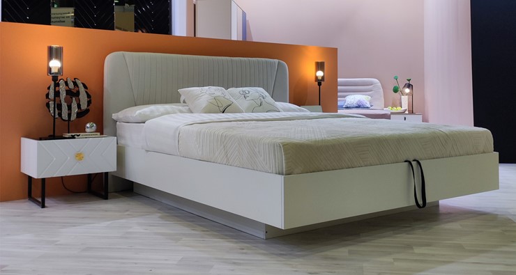 Кровать с подъемным механизмом Марсель-11 (Белый, ткань Catania white) 1400 во Владивостоке - изображение 4