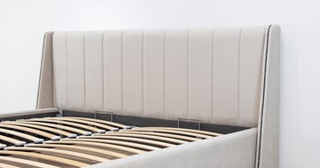 Кровать с подъемным механизмом Мелисса 160,арт. Тори 56 велюр (светло-бежевый) + кроватное дно во Владивостоке - предосмотр 9