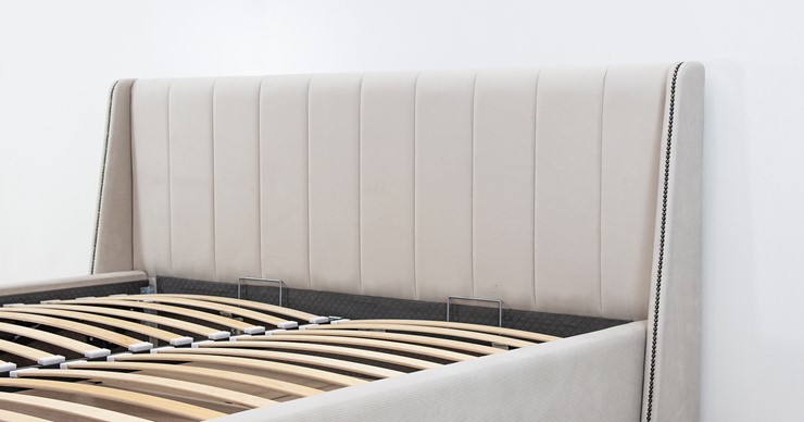 Кровать с подъемным механизмом Мелисса 160,арт. Тори 56 велюр (светло-бежевый) + кроватное дно во Владивостоке - изображение 9