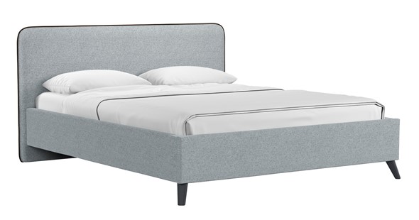 Кровать с механизмом двуспальная Миа, 160 Bravo grey (серый) / кант Лайт 10 Велюр (коричневый) + кроватное дно во Владивостоке - изображение