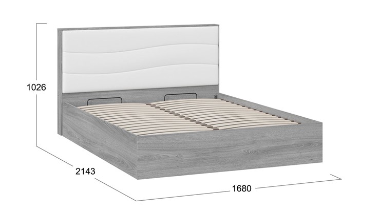 Кровать с подъемным механизмом Миранда тип 1 (Дуб Гамильтон/Белый глянец) в Находке - изображение 1