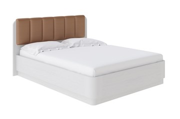 Кровать с механизмом 2-спальная Wood Home 2 160х200, Экокожа (Белая эмаль (сосна) с брашированием/Бронзовый перламутр (5069)) во Владивостоке