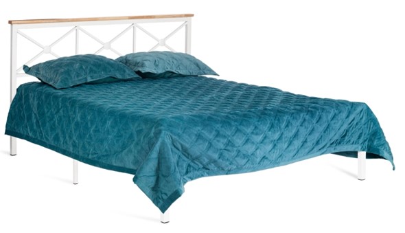 Кровать с основанием Iris (mod.9311) дерево гевея/металл, 160*200 см (Queen bed), Белый (White) в Артеме - изображение