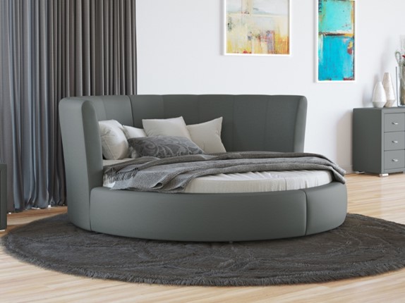 Круглая кровать Luna 200х200, Экокожа (Серый) в Артеме - изображение