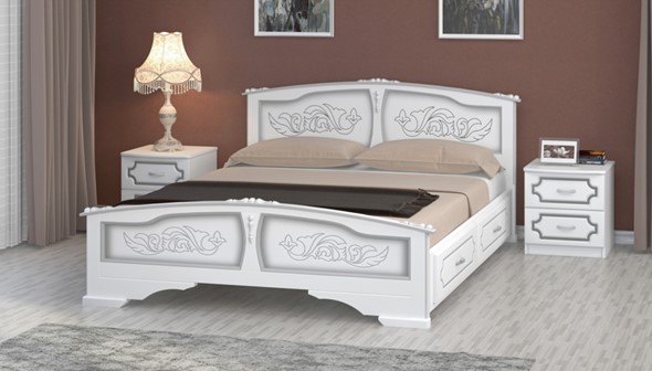 Кровать с выкатными ящиками Елена (Белый Жемчуг) 160х200 в Уссурийске - изображение