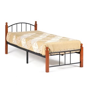 Кровать AT-915 дерево гевея/металл, 90*200 см (Single bed), красный дуб/черный в Уссурийске