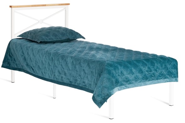 Спальная кровать Iris (mod.9311) дерево гевея/металл, 90*200 см (Single bed), Белый (White) в Артеме - изображение