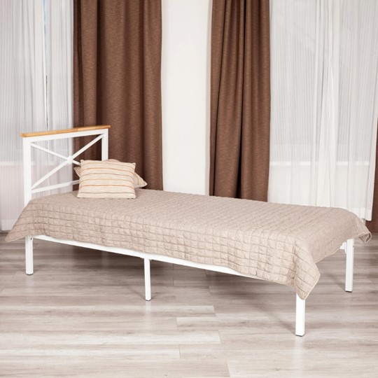 Спальная кровать Iris (mod.9311) дерево гевея/металл, 90*200 см (Single bed), Белый (White) во Владивостоке - изображение 8