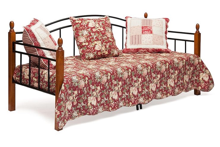 Односпальная кровать LANDLER дерево гевея/металл, 90*200 см (Day bed), красный дуб/черный во Владивостоке - изображение 1