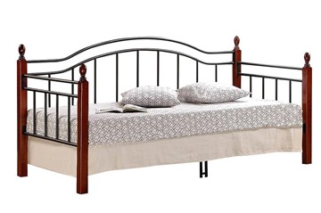Односпальная кровать LANDLER дерево гевея/металл, 90*200 см (Day bed), красный дуб/черный во Владивостоке - предосмотр