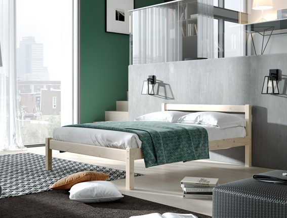 Кровать в спальню Рино с опорными брусками 160х200 массив сосны, без покрытия в Артеме - изображение