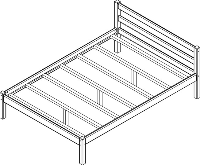 Кровать в спальню Рино с опорными брусками 160х200 массив сосны, без покрытия в Артеме - изображение 1