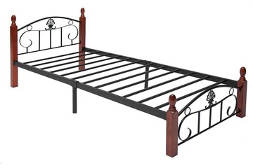 Кровать односпальная РУМБА (AT-203)/ RUMBA  дерево гевея/металл, 90*200 см (Single bed), красный дуб/черный во Владивостоке - предосмотр 1