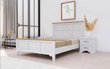 Спальная кровать Грация-5 карниз сосна (Белый Античный) 140х200 в Уссурийске