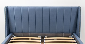Спальная кровать Мелисса 140, арт. Тори 83 велюр (серо-синий) + кроватное дно во Владивостоке - предосмотр 8