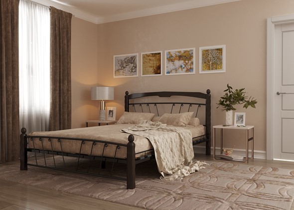 Спальная кровать Муза 1, 1400, черный/шоколад в Артеме - изображение