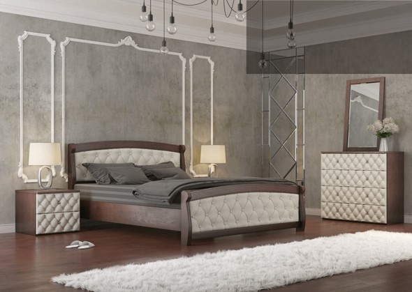 Двуспальная кровать Магнат 160*190 с основанием, мягкие спинки во Владивостоке - изображение