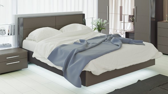 Кровать в спальню Наоми 1600, цвет Фон серый, Джут СМ-208.01.01 в Артеме - изображение