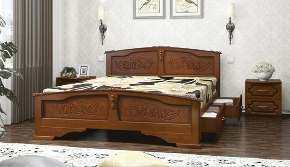 Кровать с выкатными ящиками Елена (Орех) 140х200 в Уссурийске - изображение