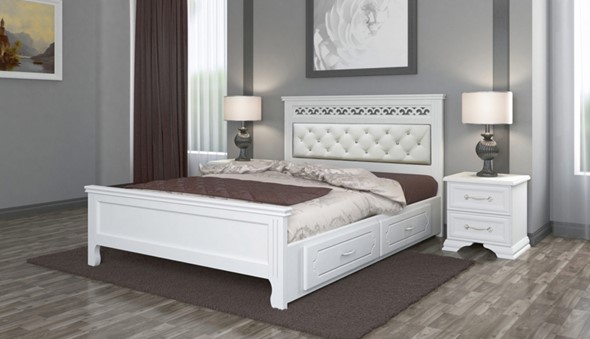 Кровать с выкатными ящиками Грация (Белый Античный) 140х200 в Артеме - изображение