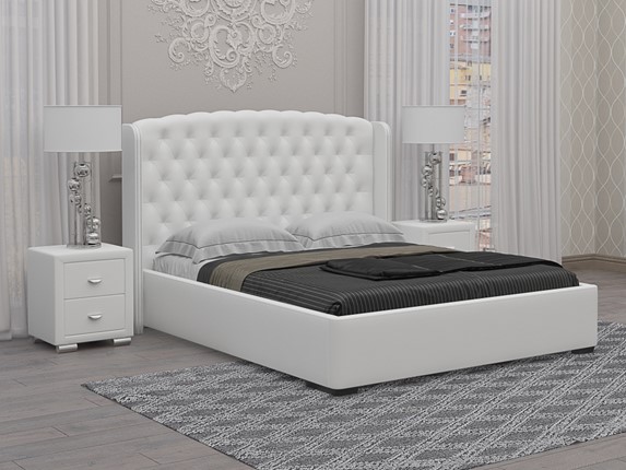 Кровать в спальню Dario Classic 180х200, Экокожа (Белый) в Артеме - изображение