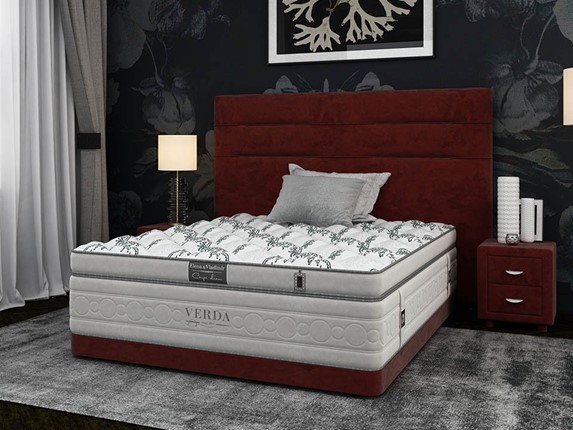 Кровать 2-спальная Modern Compact/Ваsement 160х200, Микровелюр (Manhattan Гранатовый) в Артеме - изображение