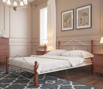 Кровать спальная Фортуна 1, 1600, белый/махагон в Уссурийске