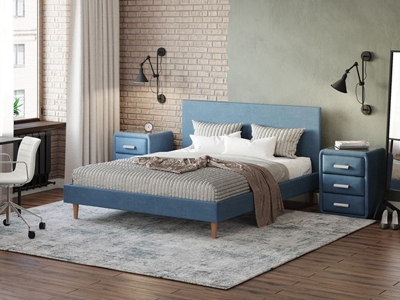 Кровать в спальню Claro 160х200, Рогожка (Тетра Голубой) в Артеме - изображение