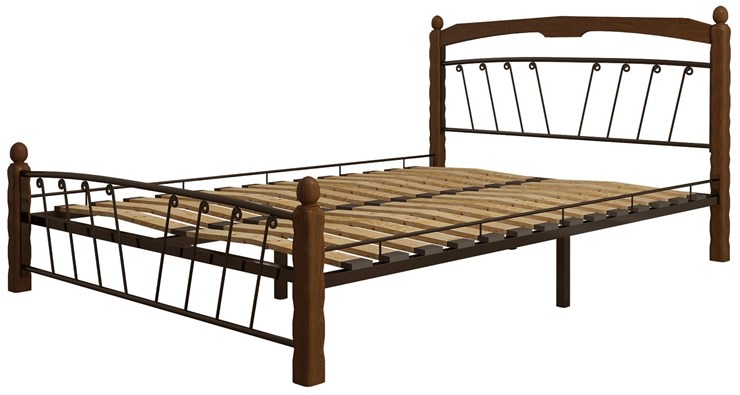 Кровать 2-х спальная Муза 1, 1600, черный/махагон в Артеме - изображение 1