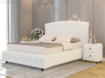 Кровать 2-х спальная Salvatore Grand 180x200, Экокожа (Белый) в Артеме