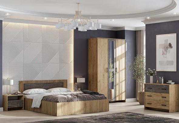 Модульная спальня МСП-1 №1, дуб золотой/камень темный во Владивостоке - изображение