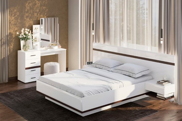 Гарнитур в спальню Соло, белый/белый глянец/венге в Артеме - изображение