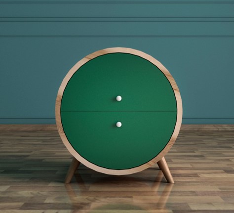 Прикроватная тумба Ellipse (EL10G) круглая с ящиками в Уссурийске - изображение