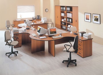 Комплект офисной мебели ДИН-Р (французский орех) во Владивостоке - предосмотр 2
