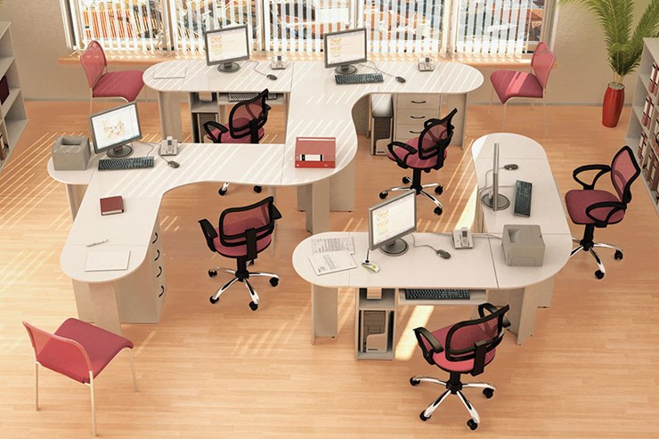 Набор мебели в офис Классик для 5 сотрудников в Уссурийске - изображение