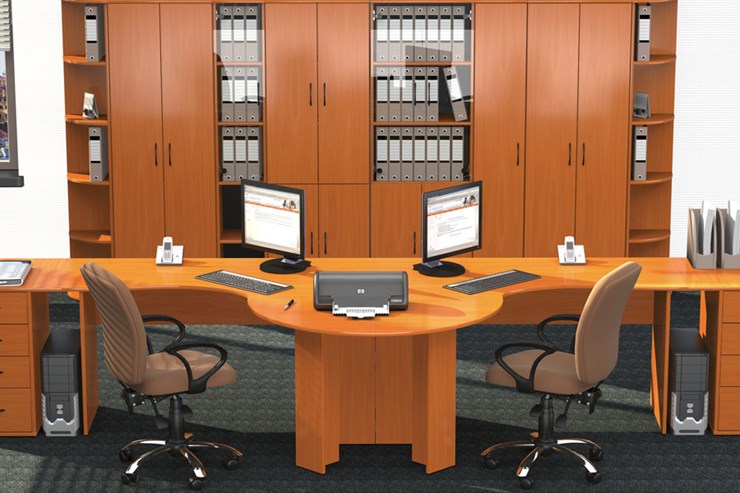 Офисный набор мебели Классик для двух сотрудников с большим шкафом в Уссурийске - изображение