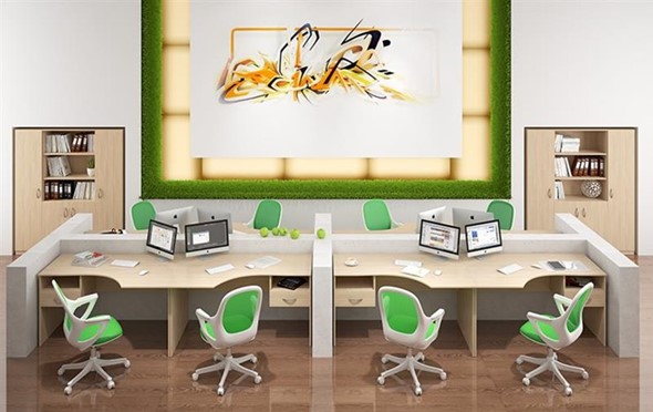 Мебель для персонала SIMPLE с эргономичными столами и шкафом в Находке - изображение