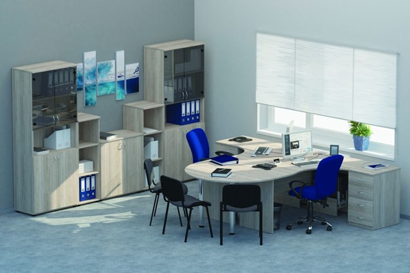 Офисный комплект мебели Twin для 2 сотрудников с совмещенными столами во Владивостоке - изображение