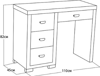 Стол туалетный OrmaSoft 2, 4 ящика, левый, экокожа черная в Находке - изображение 1