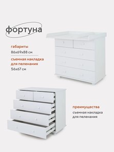 Комод для новорожденных Фортуна 800/5 (арт.79) МДФ (белый) NEW во Владивостоке - предосмотр 9